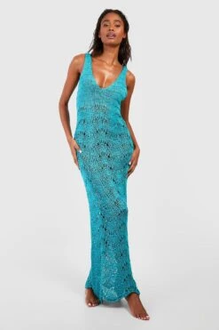 BOOHOO Crochet Scallop Scoop Beach Dress