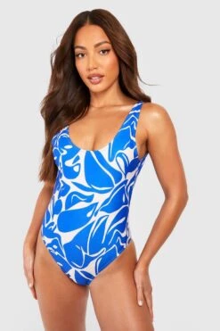 BOOHOO Tall Abstract Print Scoop Swimsuit