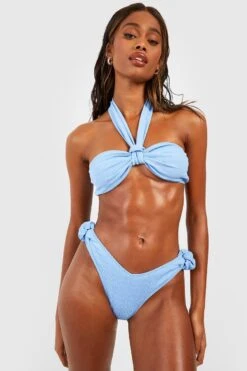 BOOHOO Textured Knot Detail Bikini Top -Sea Vibe Together female baby20blue textured knot detail bikini top 2