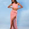 BOOHOO Rose Corsage Top & Maxi Skirt Beach Two-Piece Set