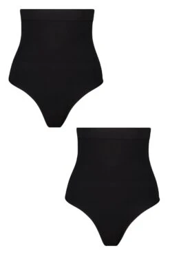 BOOHOO 2 Pack High Waist Control Thong -Sea Vibe Together female black 2 pack high waist control thong 2