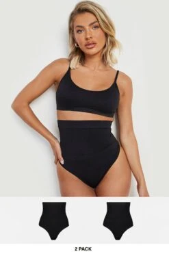 BOOHOO 2 Pack High Waist Shaping Control Thong