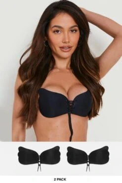 BOOHOO 2 Pack Stick On Enhance Lace Up Bra