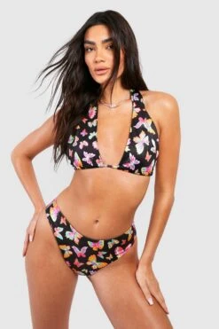 BOOHOO Butterfly Triangle High Waisted Bikini Set