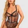 BOOHOO Celestial Embroidery Mesh Bodysuit