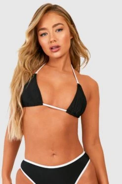 BOOHOO Contrast Binding Ring Triangle Bikini Top