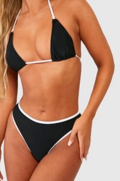 BOOHOO Contrast Binding Ring Triangle Bikini Top -Sea Vibe Together female black contrast binding ring triangle bikini top 3