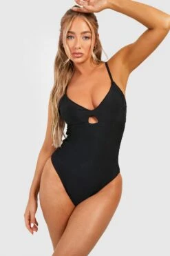 BOOHOO Control Plunge Key Hole Swimsuit -Sea Vibe Together female black control plunge key hole swimsuit 2