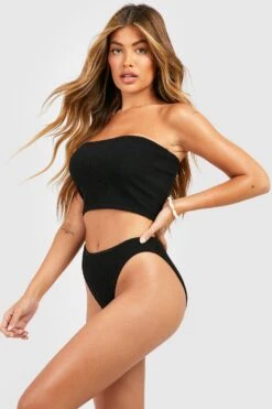 BOOHOO Crinkle Fuller Bust Bandeau Bikini Top