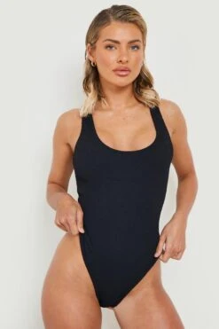 BOOHOO Crinkle Scoop Swimsuit -Sea Vibe Together female black crinkle scoop swimsuit 2