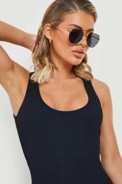 BOOHOO Crinkle Scoop Swimsuit -Sea Vibe Together female black crinkle scoop swimsuit 3