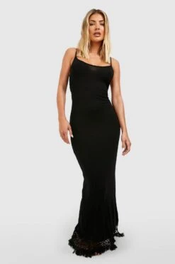 BOOHOO Crochet Tassel Hem Strappy Maxi Beach Dress