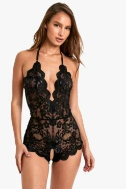 BOOHOO Crotchless Lace Bodysuit