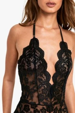 BOOHOO Crotchless Lace Bodysuit -Sea Vibe Together female black crotchless lace bodysuit 3