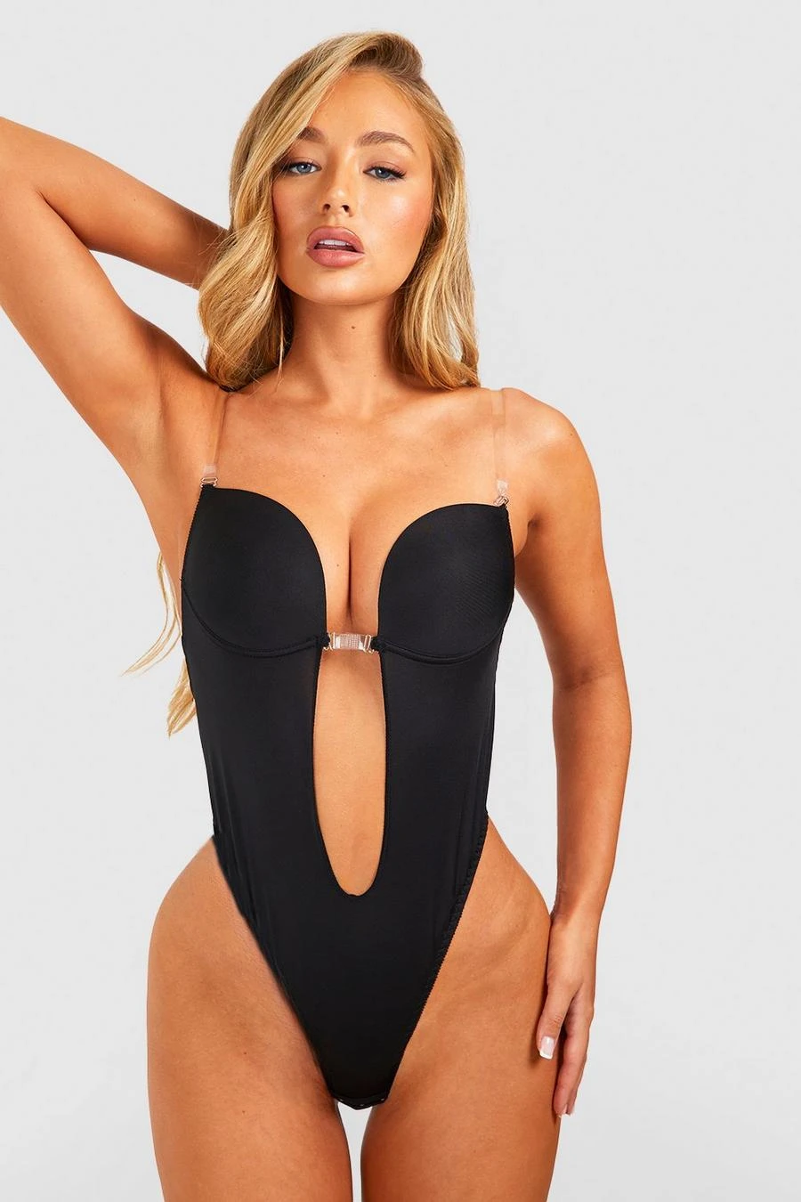 BOOHOO Deep Plunge Clear Strap Shapewear Bodysuit 3 BOOHOO Deep Plunge Clear Strap Shapewear Bodysuit - Image 3