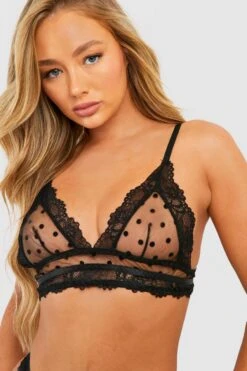 BOOHOO Dobby Mesh Bralette & Brazilian Set 7 BOOHOO Dobby Mesh Bralette & Brazilian Set -Sea Vibe Together female black dobby mesh bralette brazilian set 3