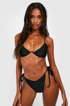 BOOHOO Essentials Tie Side Bikini Brief -Sea Vibe Together female black essentials tie side bikini brief 2