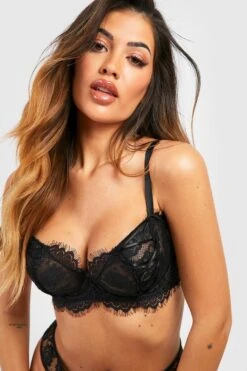 BOOHOO Fuller Bust Lace Up Detail Underwire Bra 7 BOOHOO Fuller Bust Lace Up Detail Underwire Bra -Sea Vibe Together female black fuller bust lace up detail underwire bra 3