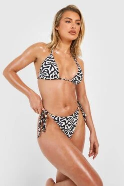 BOOHOO Geo Print Tie Side Bikini Brief