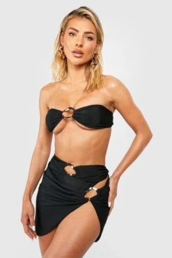 BOOHOO Gold Trim Bandeau Bikini Top