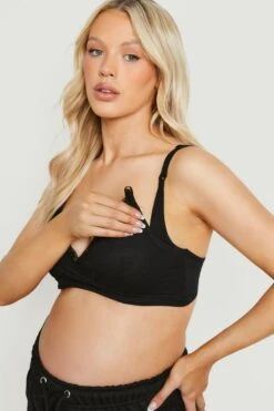 BOOHOO Maternity Cotton Lace Wrap Nursing Bra -Sea Vibe Together female black maternity cotton lace wrap nursing bra 3