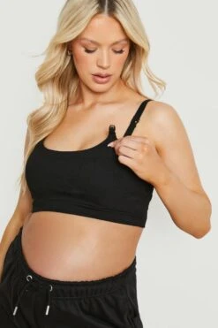 BOOHOO Maternity Cotton Nursing Bralette -Sea Vibe Together female black maternity cotton nursing bralette 3