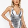 BOOHOO Nautical Padded Halter Recycled Swimsuit