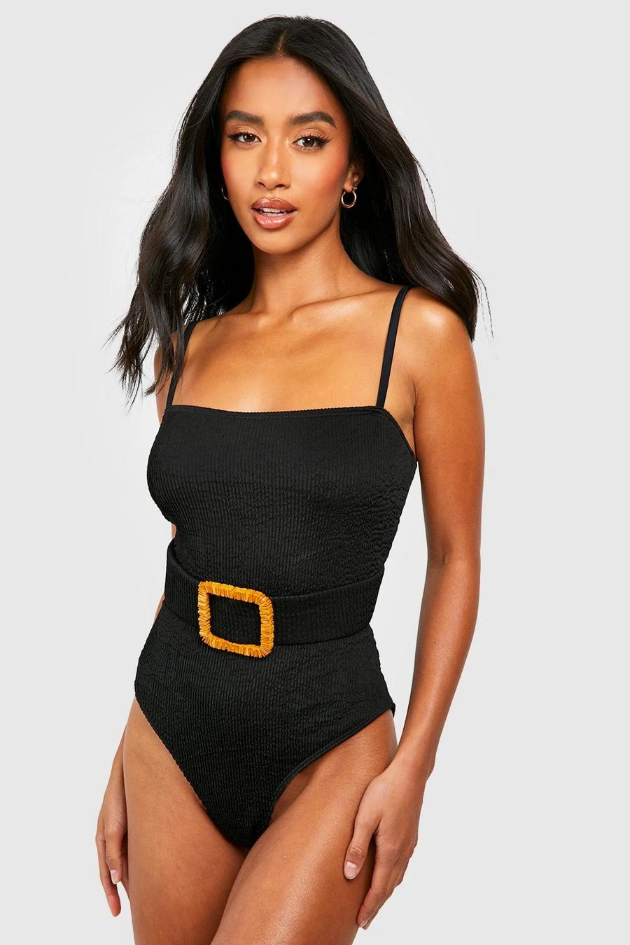 BOOHOO Petite Crinkle Raffia Buckle Swimsuit 3 BOOHOO Petite Crinkle Raffia Buckle Swimsuit - Image 3