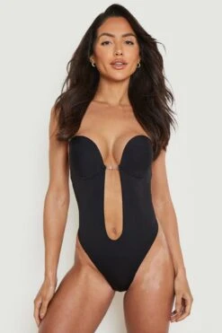 BOOHOO Plunge Pull In Body Shaping Bodysuit