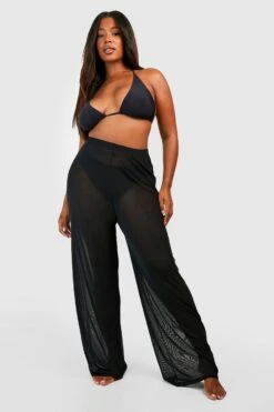 BOOHOO Plus Beach Mesh Wide Leg Pants