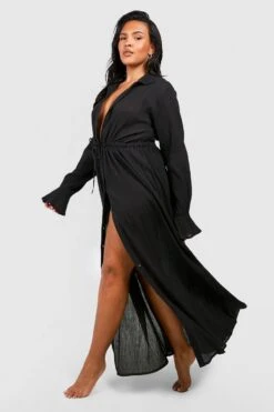 BOOHOO Plus Cheesecloth Maxi Beach Kaftan -Sea Vibe Together female black plus cheesecloth maxi beach kaftan 2