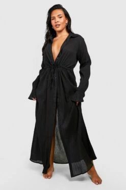 BOOHOO Plus Cheesecloth Maxi Beach Kaftan