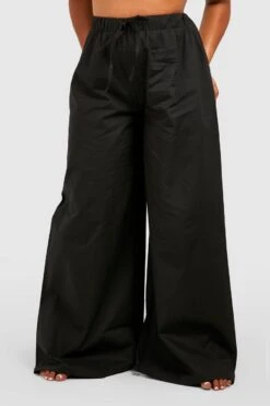 BOOHOO Plus Cotton Beach Pants -Sea Vibe Together female black plus cotton beach pants 3