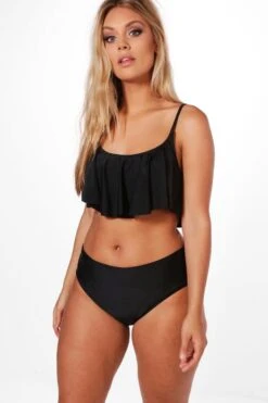 BOOHOO Plus Crop Frill Bikini