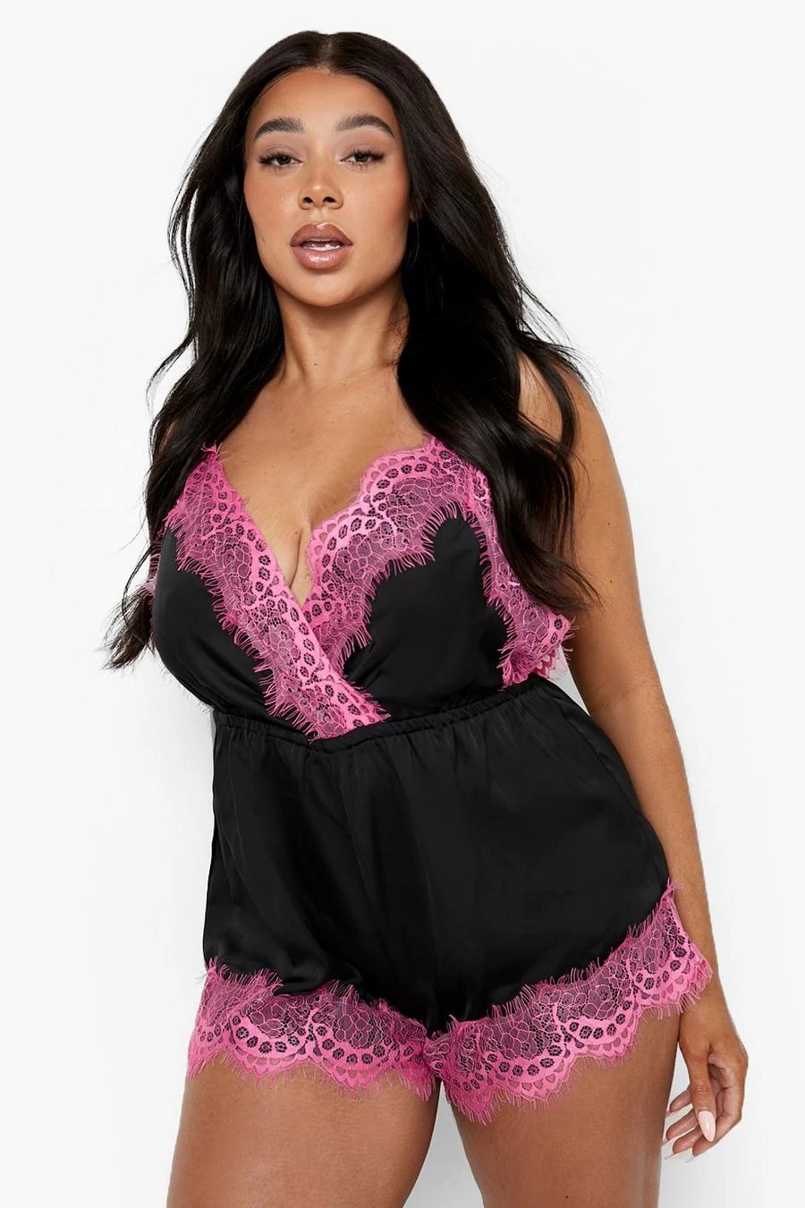 BOOHOO Plus Lace Trim Contrast Teddy 3 BOOHOO Plus Lace Trim Contrast Teddy - Image 3