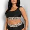 BOOHOO Plus Leopard Contrast Trim Bikini