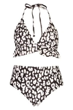 BOOHOO Plus Leopard Ruffle High Waisted Bikini -Sea Vibe Together female black plus leopard ruffle high waisted bikini 2