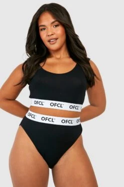 BOOHOO Plus Official Jersey Knit Scoop Bralette & Brief Set 6 BOOHOO Plus Official Jersey Knit Scoop Bralette & Brief Set -Sea Vibe Together female black plus official jersey knit scoop bralette brief set 2