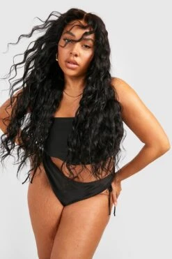 BOOHOO Plus Ruched Longline Bandeau Bikini Top