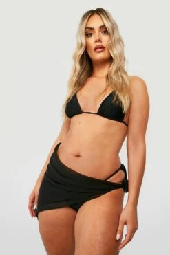 BOOHOO Plus Sarong -Sea Vibe Together female black plus sarong 2