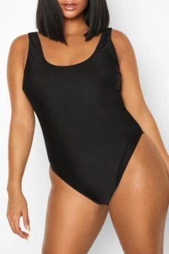BOOHOO Plus Scoop Back Swimsuit -Sea Vibe Together female black plus scoop back swimsuit 3