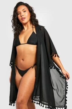 BOOHOO Plus Tassel Hem Beach Shirt