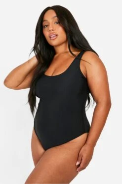 BOOHOO Plus Tummy Control Scoop Swimsuit -Sea Vibe Together female black plus tummy control scoop swimsuit 2