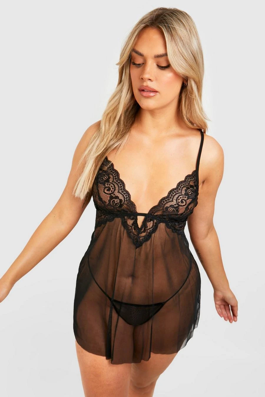 BOOHOO Plus V Plunge Lace Babydoll 3 BOOHOO Plus V Plunge Lace Babydoll - Image 3