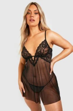BOOHOO Plus V Plunge Lace Babydoll