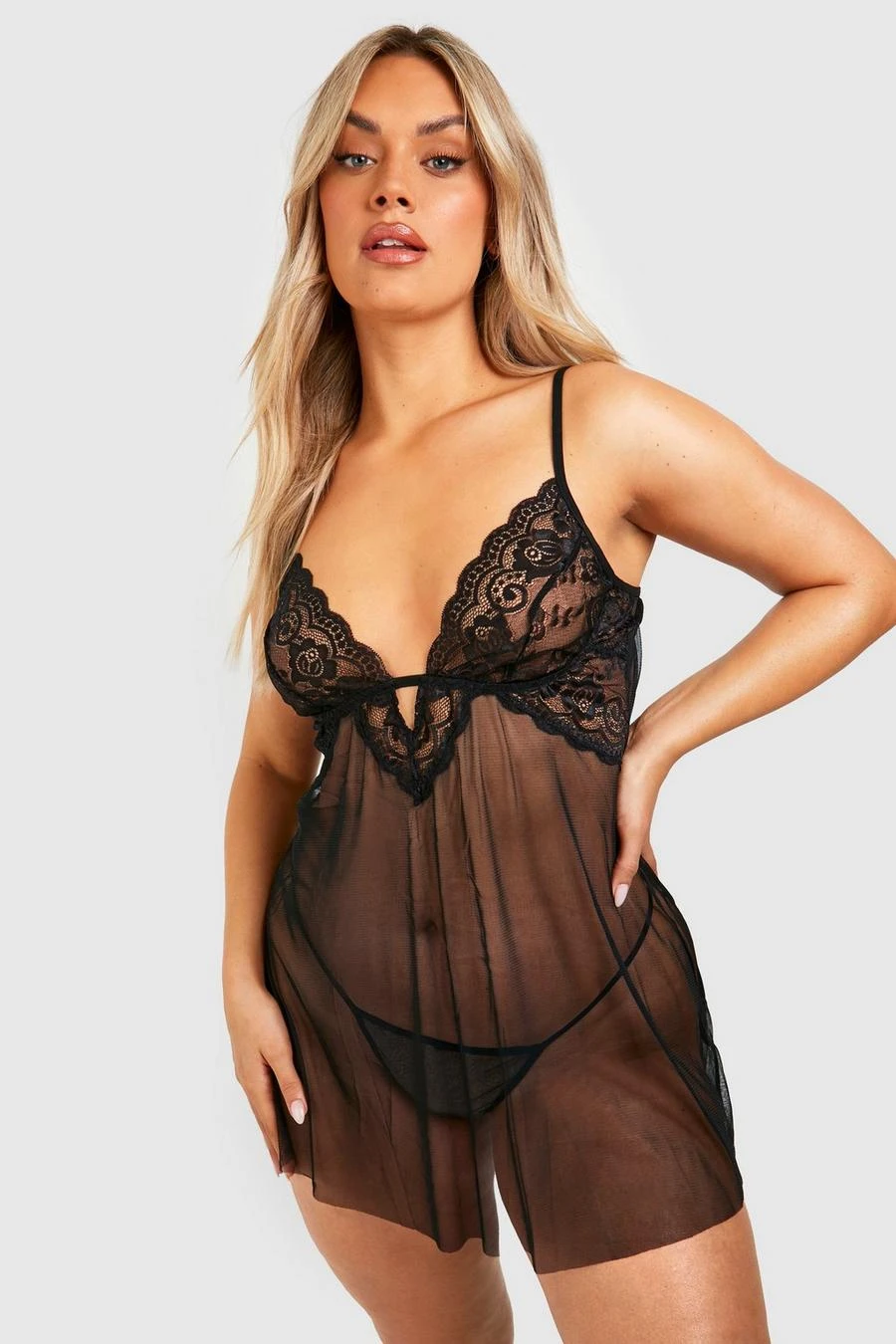 BOOHOO Plus V Plunge Lace Babydoll 1 BOOHOO Plus V Plunge Lace Babydoll
