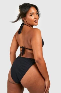 Sea Vibe Together -Sea Vibe Together female black plus wooden bead triangle bikini set 1