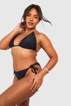 BOOHOO Plus Wooden Bead Triangle Bikini Set