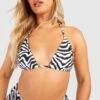 BOOHOO Plus Zebra Print Triangle Tie Bikini Top