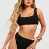 BOOHOO Premium Crinkle High Leg Bikini Brief